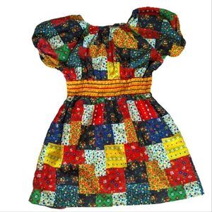 Sears vintage 70s floral‎ print patchwork girls dress size 6